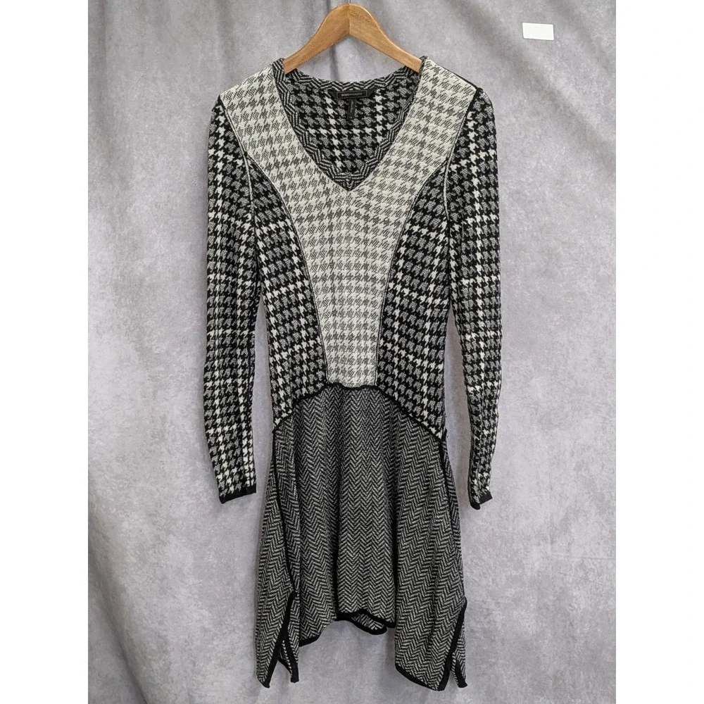houndstooth sweater dress Smooth Sounds a stunning blend of camel and black hues crafted for style and comfort Houndstooth White And Black Sweater
